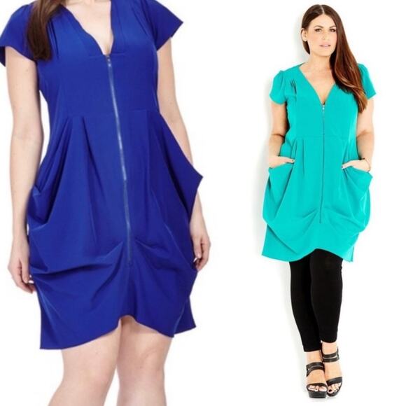 City Chic Abstract Floral Zip Front Dress Tunic Rivera XXL - Picture 7 of 7